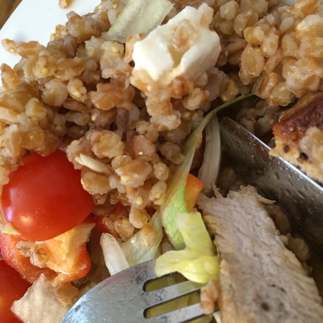 Today's dinner. Pig and grain salad - 927073 1429794373952427 729298748 n
